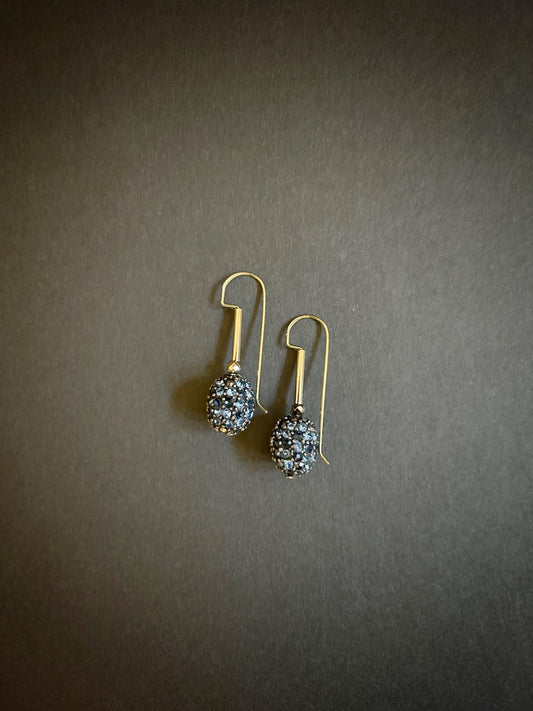 Denim-blue zirconia earrings