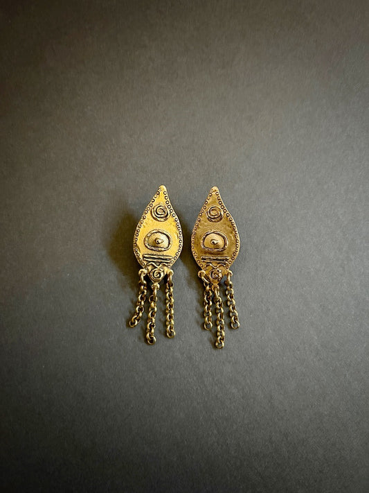 Tribal glyph fringe earrings