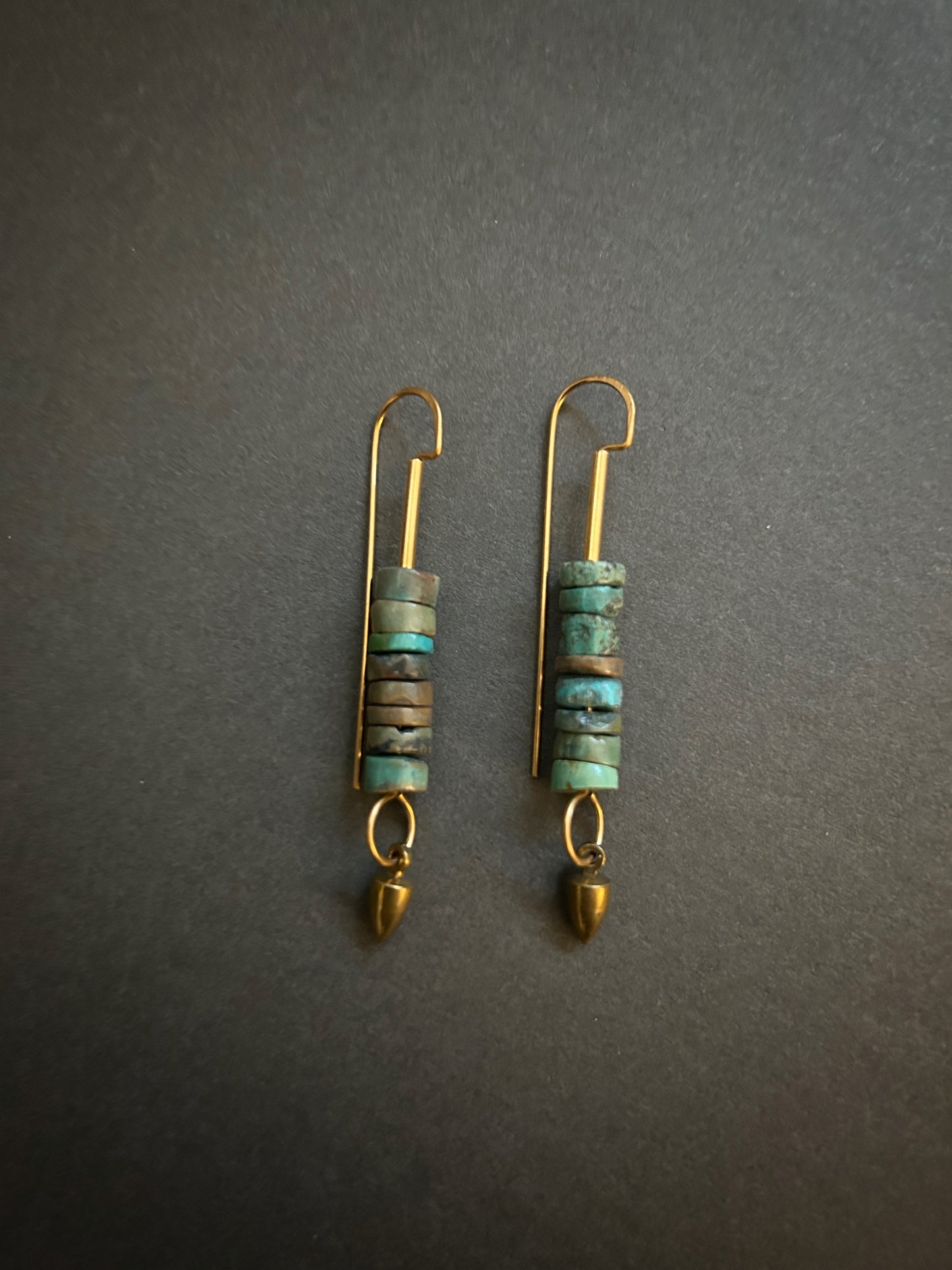 Rustic turquoise heishi earrings