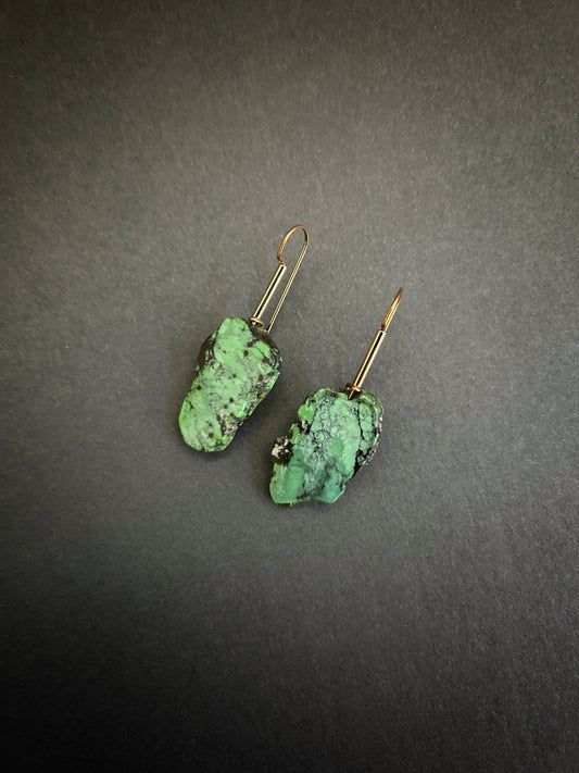 Anhui turquoise slab earrings